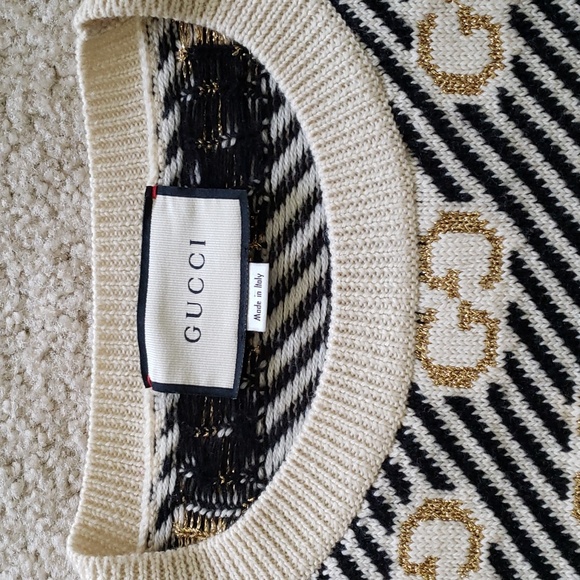 GUCCI GG LOGO METALLIC JACQUARD TOP SWEATER - Picture 5 of 9